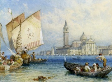 San Giorgio Maggiore victorien Myles Birket Foster Venise Peinture à l'huile